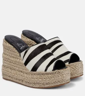Christian Louboutin Ariella zebra-print calf hair espadrille wedges