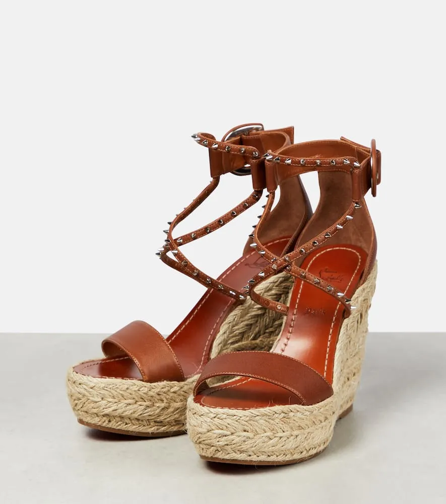 Christian Louboutin Chocazeppa leather wedge espadrilles