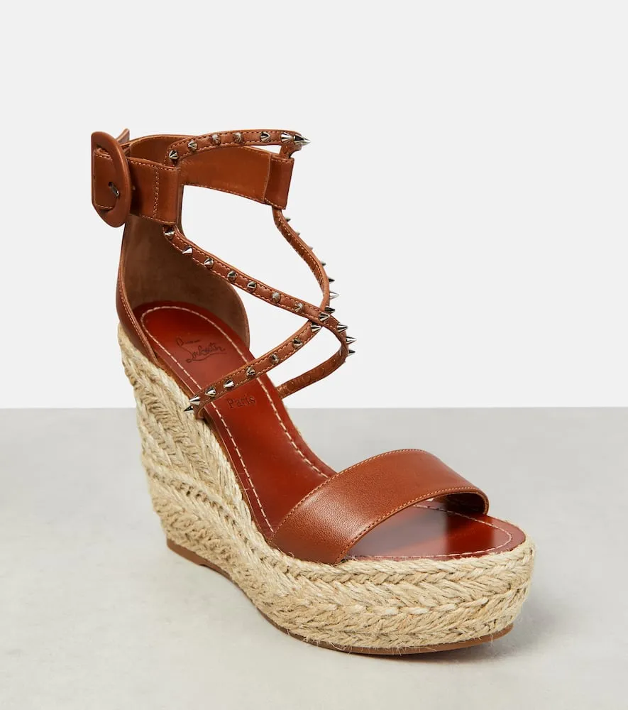 Christian Louboutin Chocazeppa leather wedge espadrilles