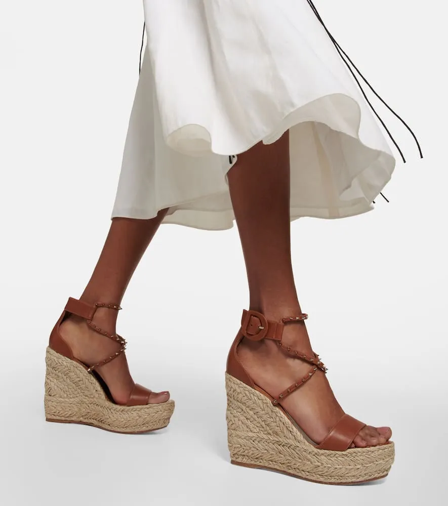 Christian Louboutin Chocazeppa leather wedge espadrilles