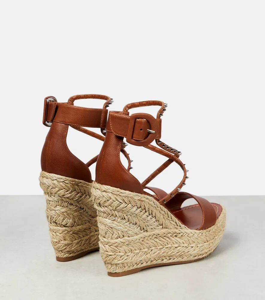 Christian Louboutin Chocazeppa leather wedge espadrilles