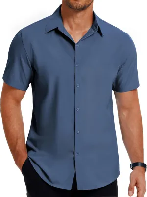 COOFANDY Men's Dress Shirts Short Sleeve Button Down Shirt Business Casual Wrinkle Free Summer Shirts