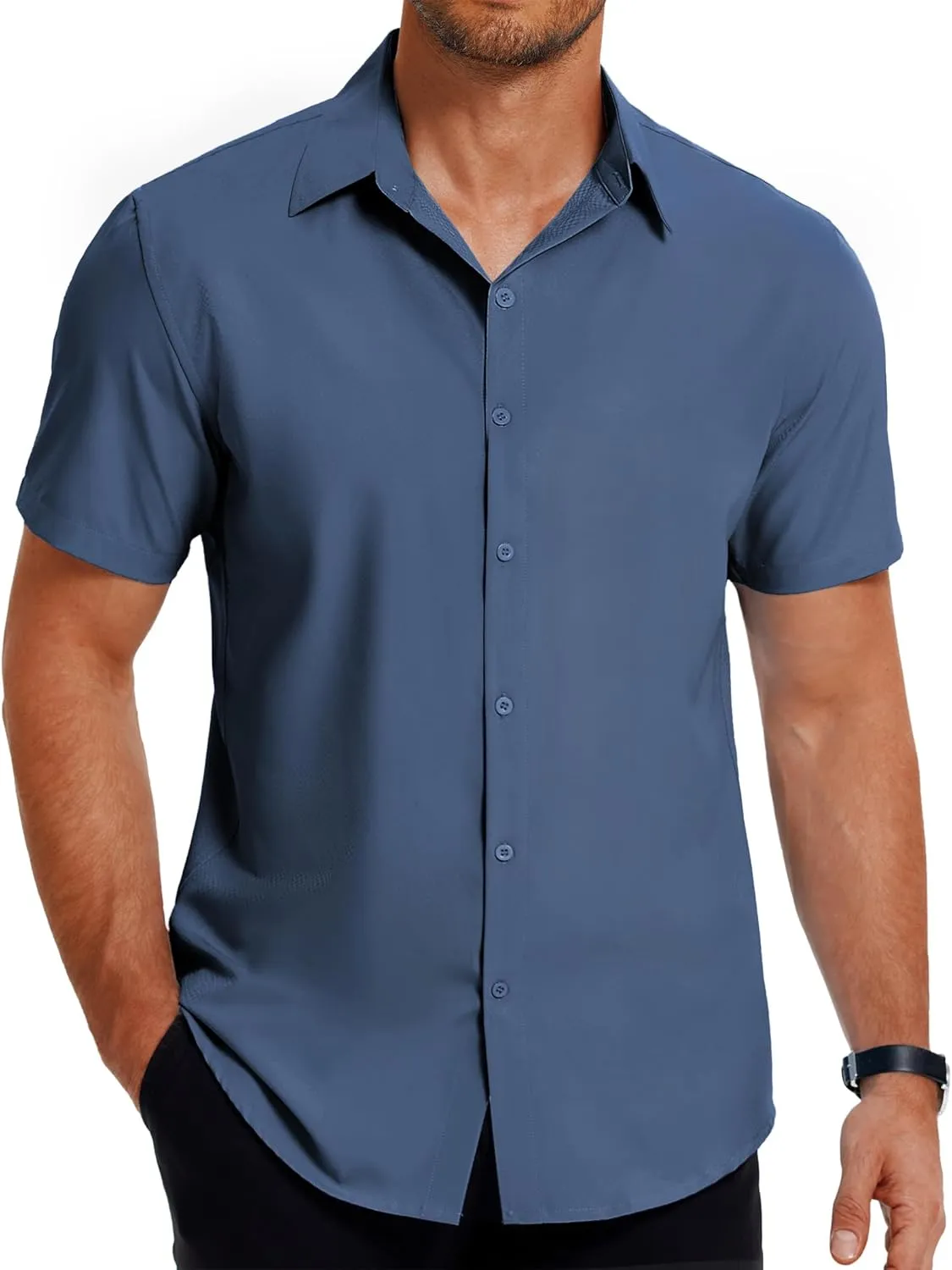 COOFANDY Men's Dress Shirts Short Sleeve Button Down Shirt Business Casual Wrinkle Free Summer Shirts