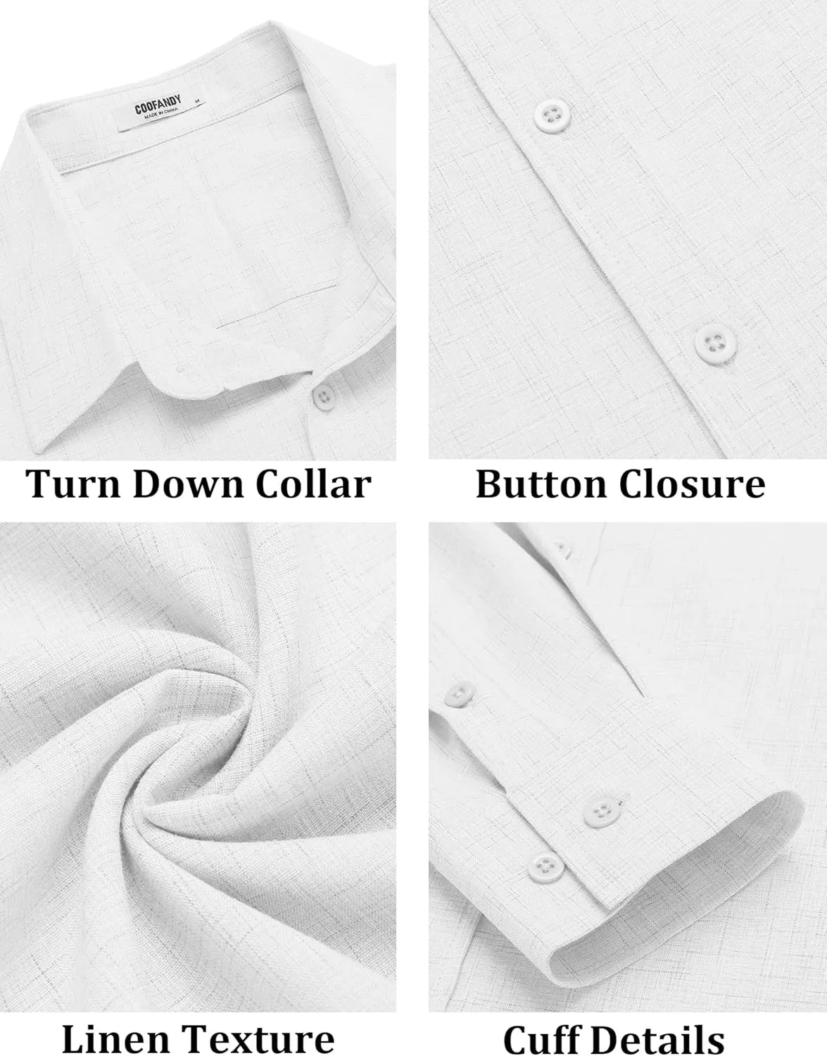 COOFANDY Men's Long Sleeve Button Down Linen Shirt Casual Untucked Chambray Shirt Wrinkle Free Wedding Shirts
