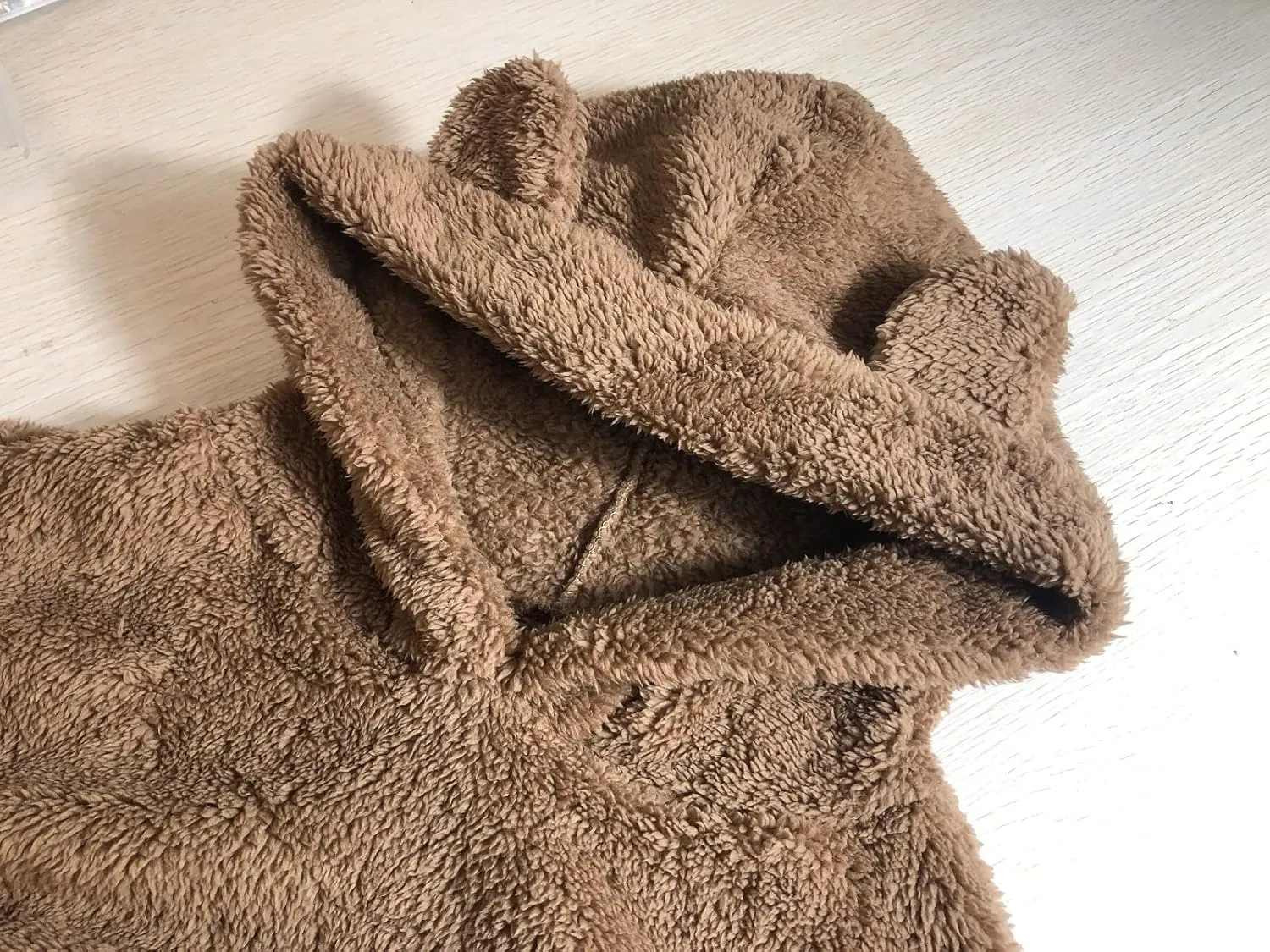CORIRESHA Women's Cute Teddy Bear Ears Fleece Hoodie Sweatshirt Long Sleeve Warm Plush Pullover Top with Pockets