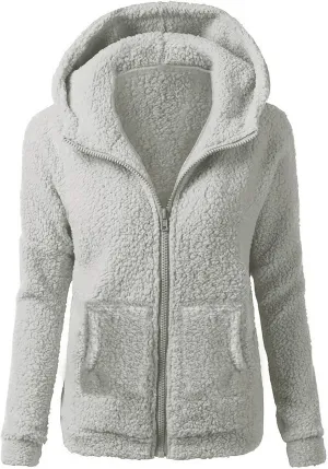 COTECRAM Sherpa Jackets for Women 2023 Plus Size Long Sleeve Zip Up Hoodies Fall Winter Fleece Coats Pockets Casual Clothes
