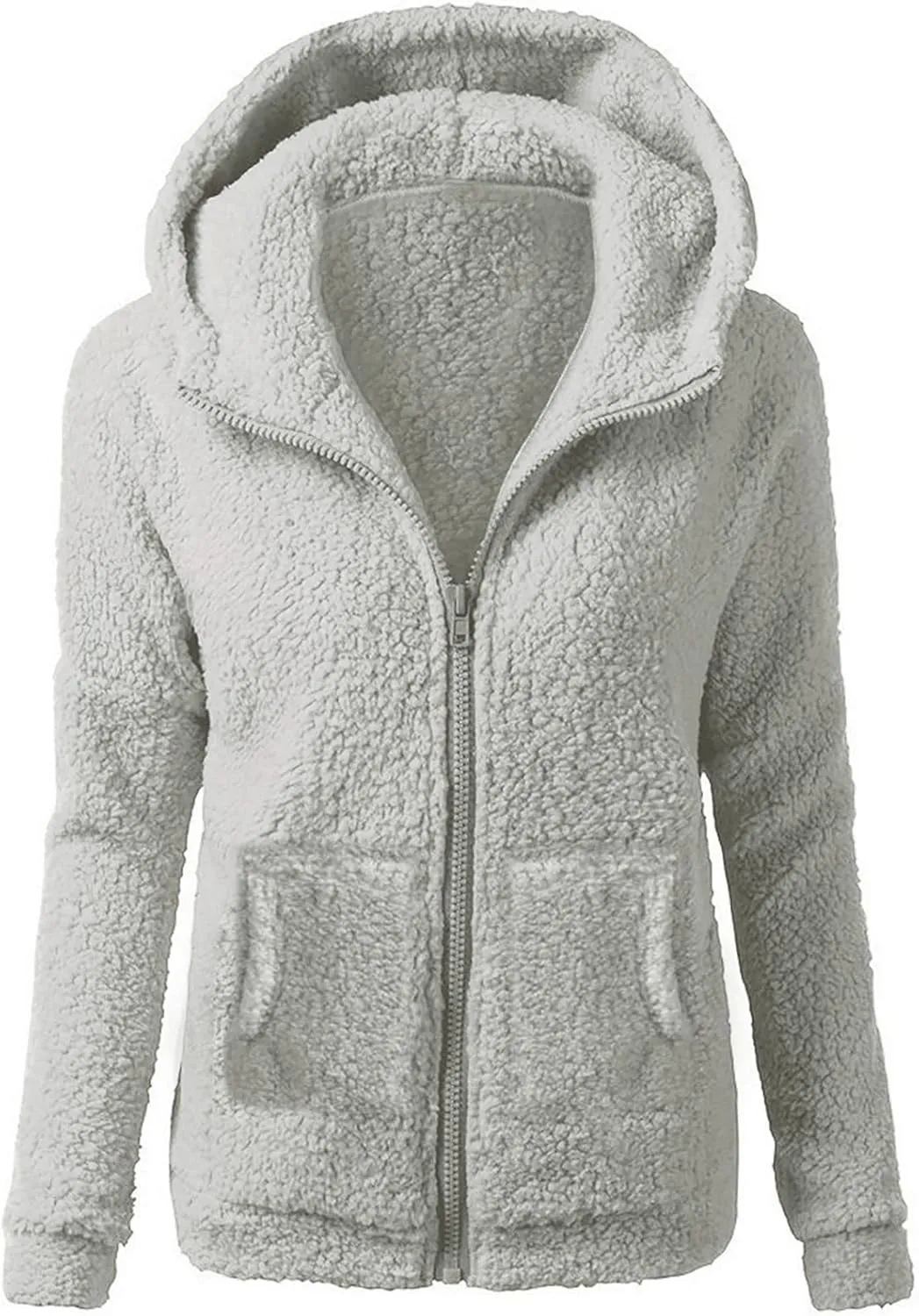 COTECRAM Sherpa Jackets for Women 2023 Plus Size Long Sleeve Zip Up Hoodies Fall Winter Fleece Coats Pockets Casual Clothes
