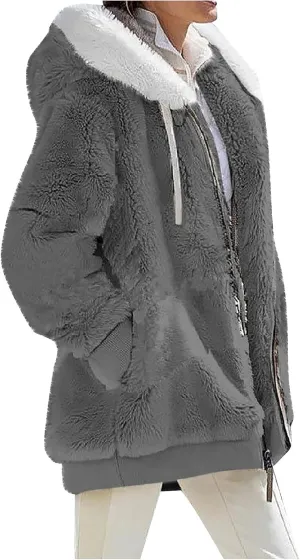 COTECRAM Winter Coats for Women Fashion Plus Size Sharpa Jacket Fleece Warm Hoodie Outwear Plush Sweatshirt Thick Fuzzy Tops