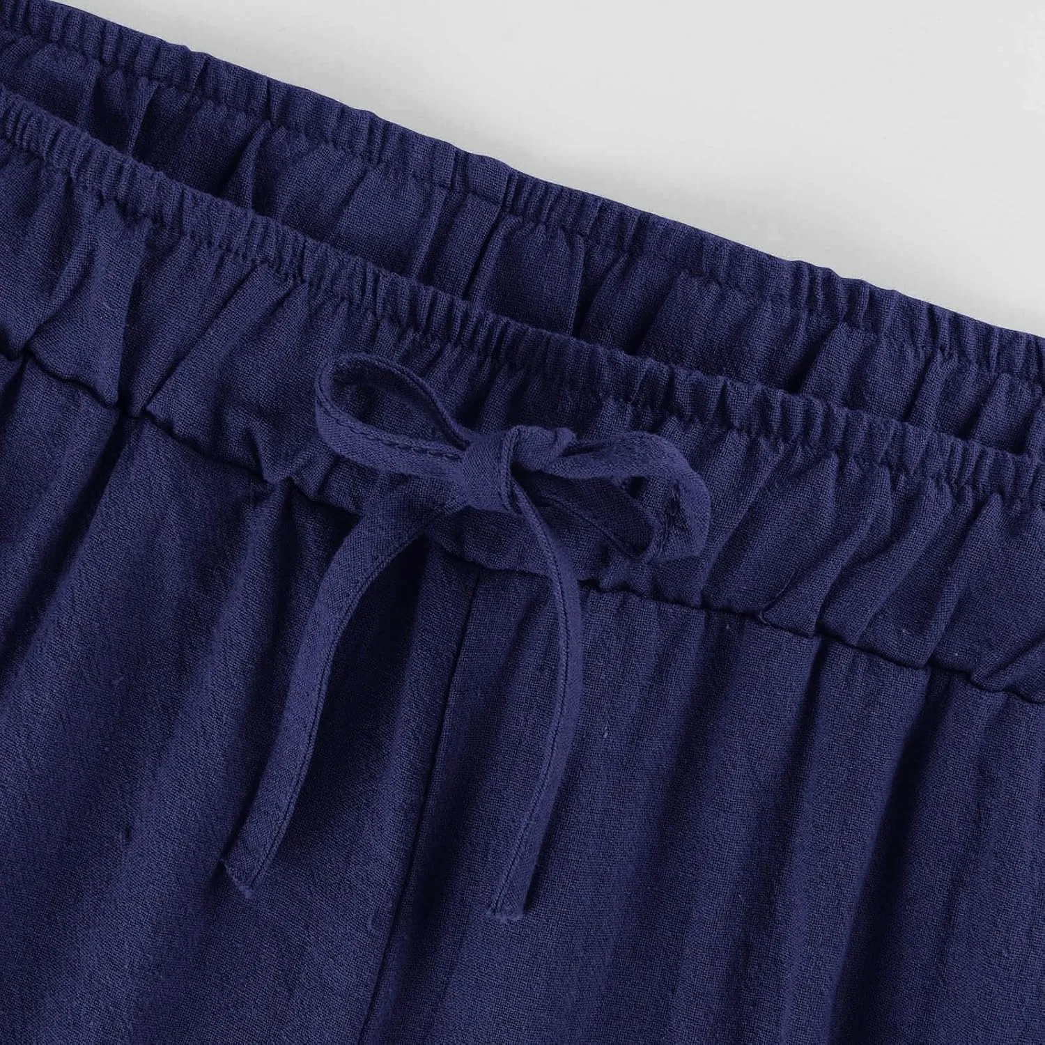 Cotton Linen Pants for Women 2025 Wide Leg Cropped Lounge Trousers Drawstring Elastic Waist Summer Beach Pant Outfits