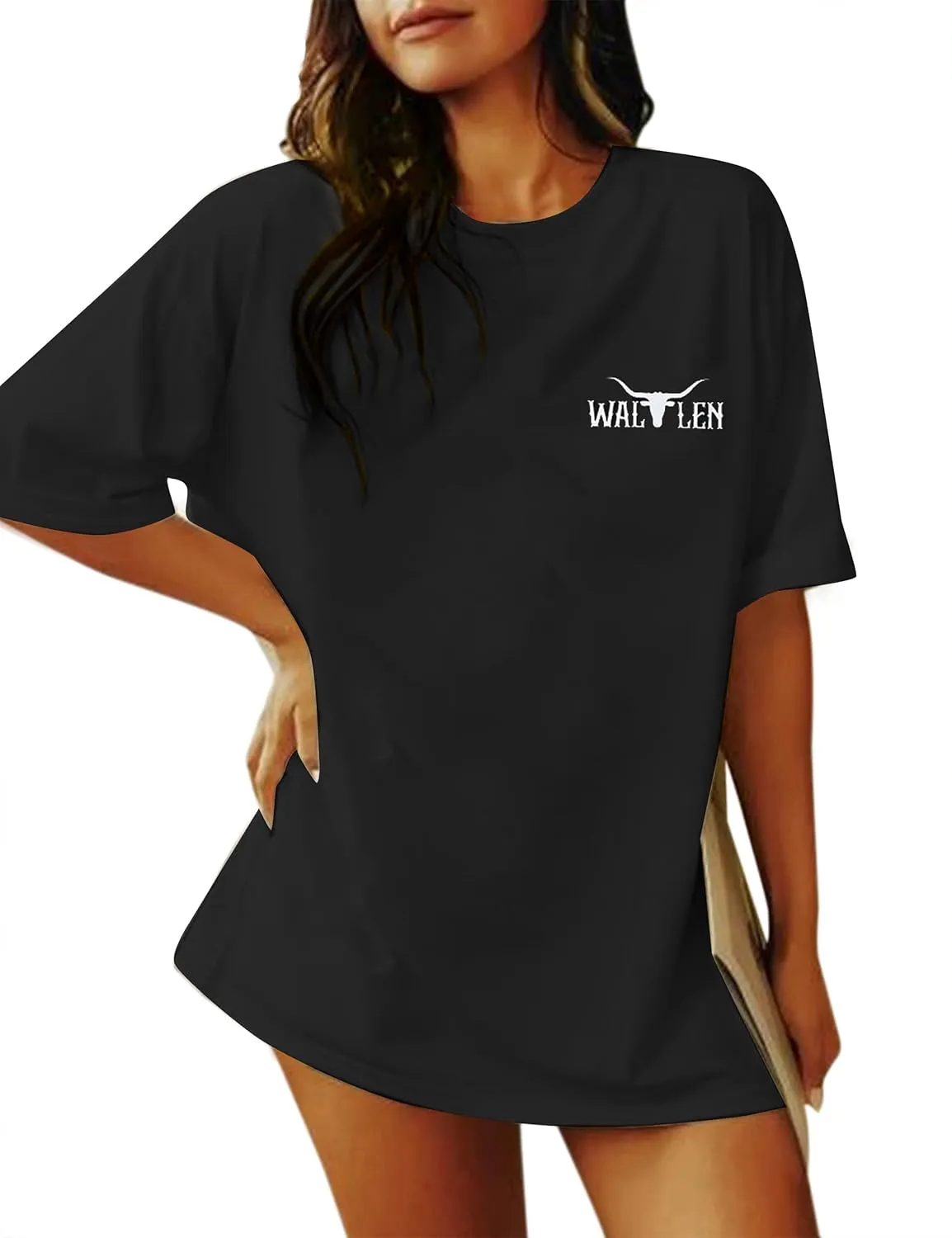 Cow Skull Women Oversized Shirts Country Music Tshirt Western T Shirt Vintage Music Lover Gift Rodeo Cowboy Graphic Tee