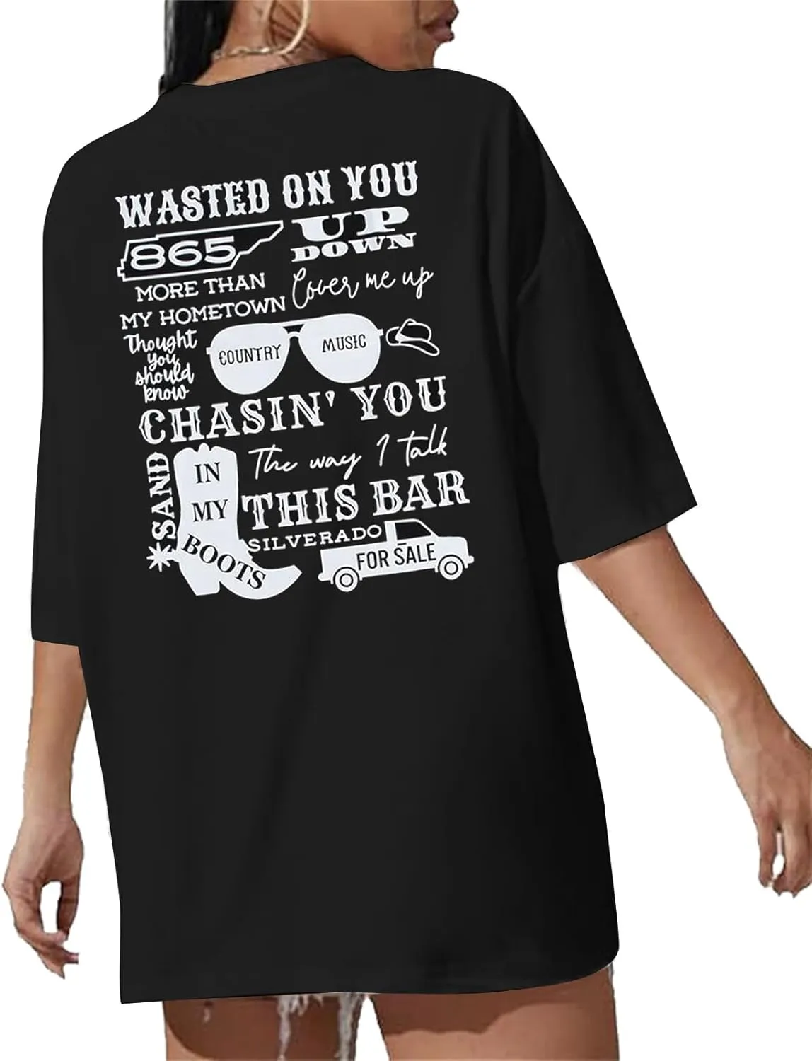 Cow Skull Women Oversized Shirts Country Music Tshirt Western T Shirt Vintage Music Lover Gift Rodeo Cowboy Graphic Tee
