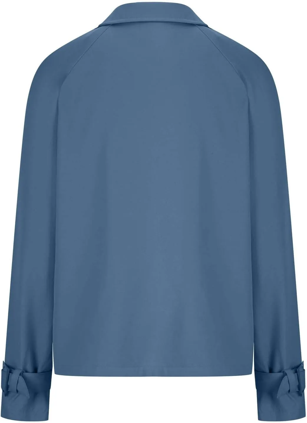 Cropped Trench Coat for Women Long Sleeve Double Breasted Notched Lapel Casual Loose Fit Jackets with Pockets Fall