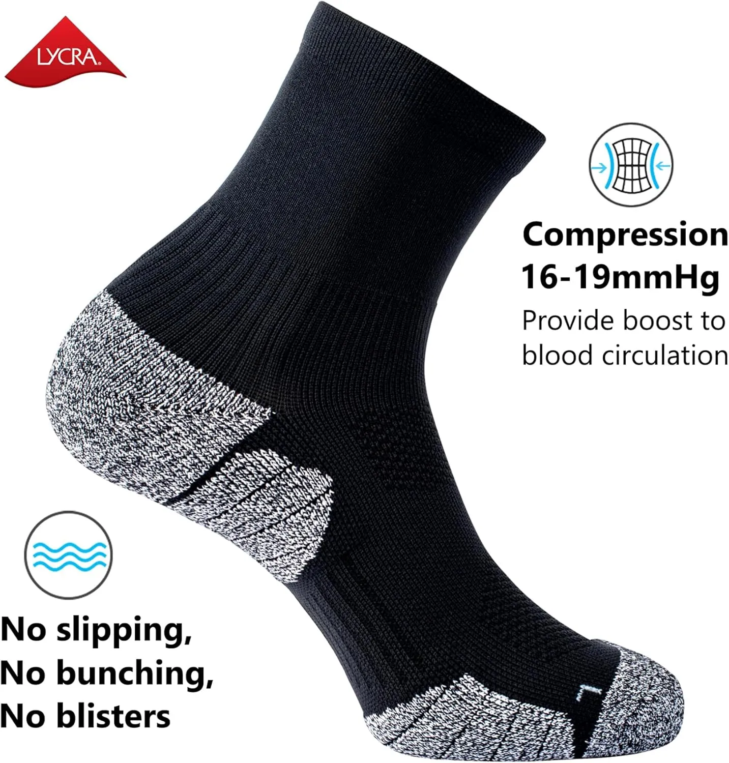 CWVLC Compression Athletic Quarter Socks Cushioned for Men Women