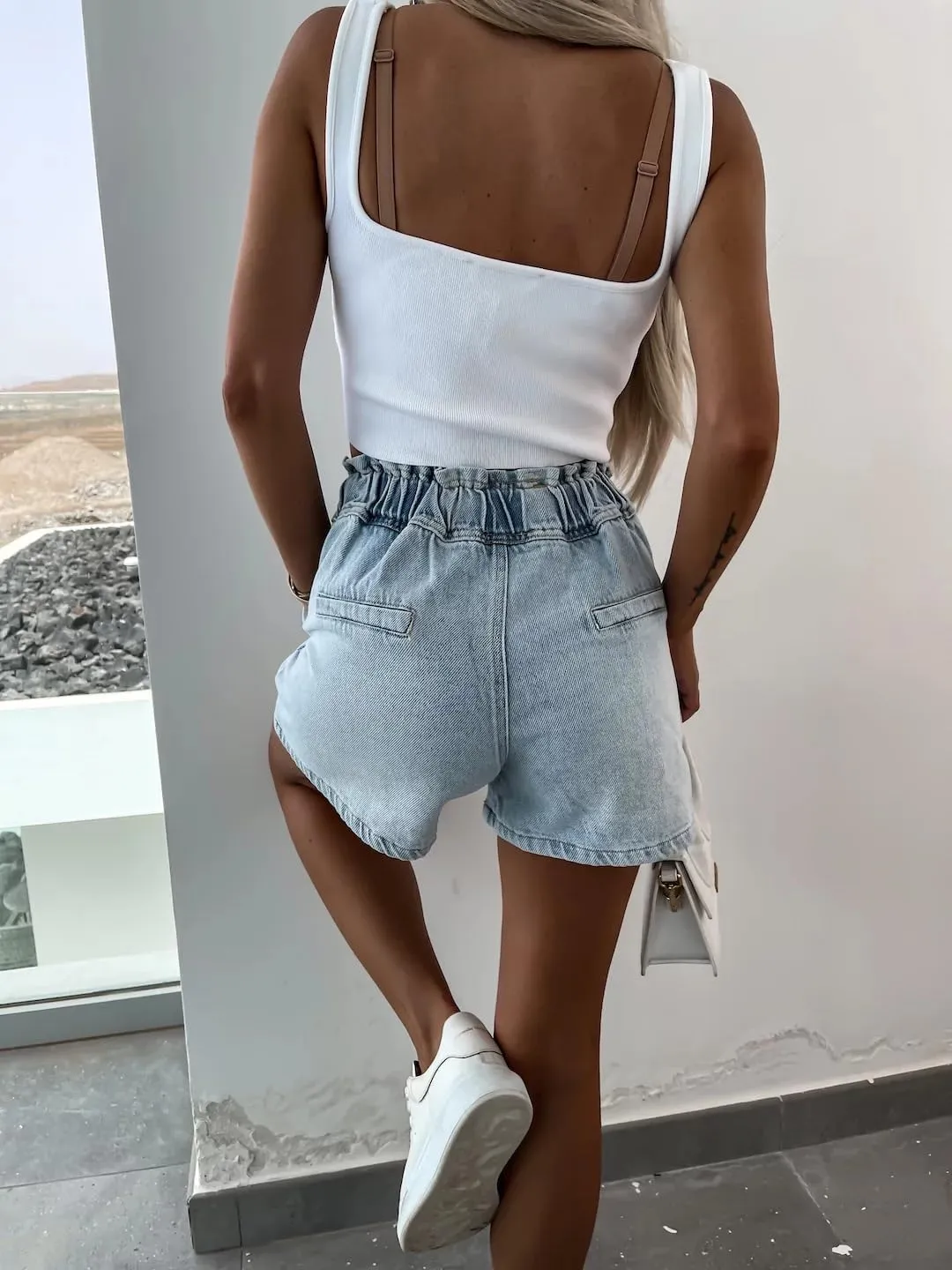 Denim Shorts for Women Stretchy High Waisted Drawstring Jean Shorts Heart Star Decor Y2K Trendy 2025