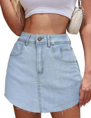 Denim Skort for Women High Waisted U Hem Y2K Jean Skort for Women Trendy Mini Skirt with Shorts and Pockets