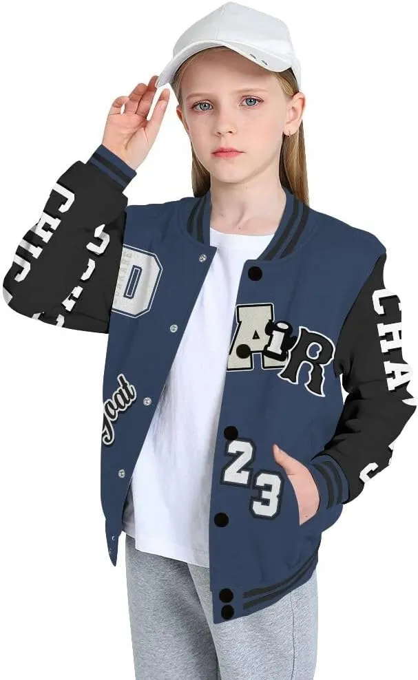 Dunkare Diffused Blue 3s Varsity Jacket - The G.O.A.T Flight Streetwear Graphic Tees Men Y2K Tops Women Clothing