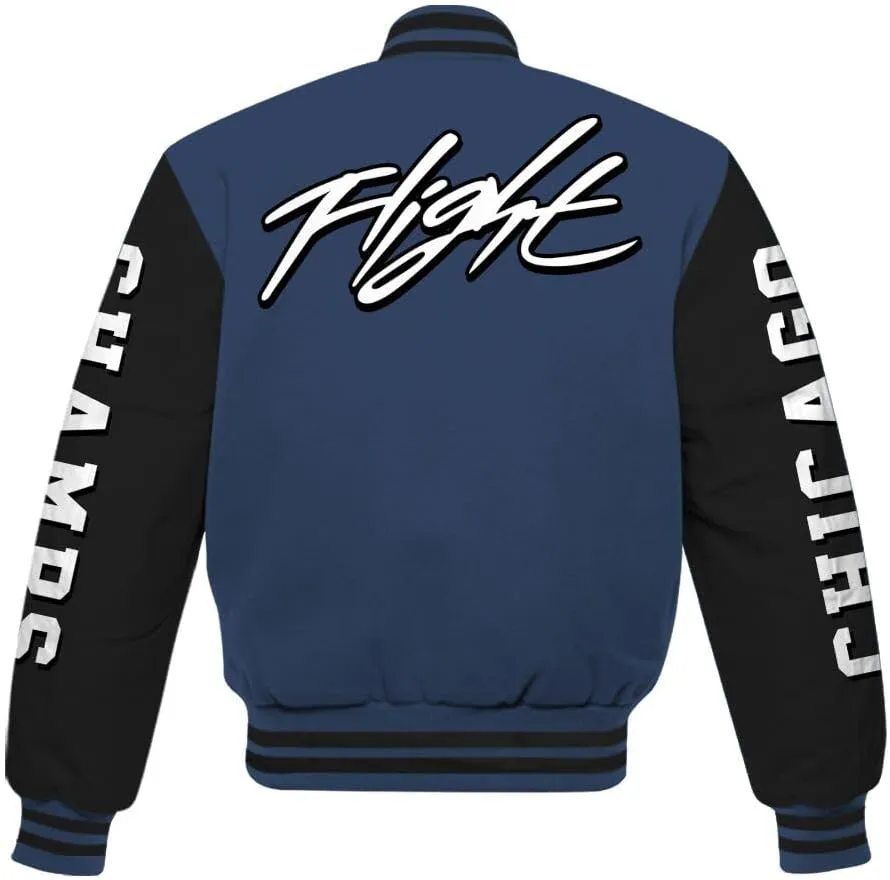 Dunkare Diffused Blue 3s Varsity Jacket - The G.O.A.T Flight Streetwear Graphic Tees Men Y2K Tops Women Clothing