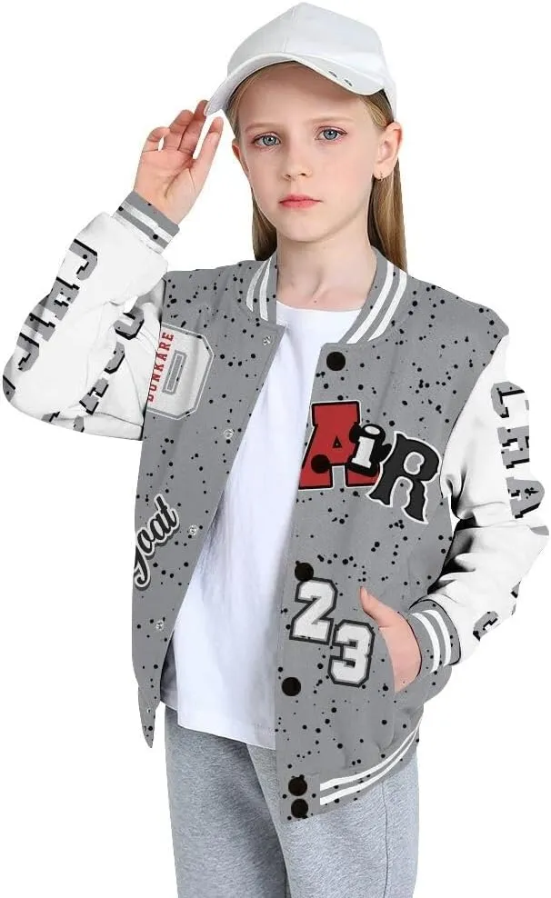 Dunkare White Cement 4s Varsity Jacket - The G.O.A.T Flight Streetwear Graphic Tees Men Y2K Tops Women Clothing