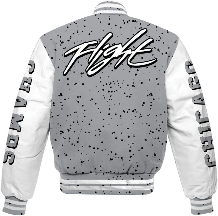 Dunkare White Cement 4s Varsity Jacket - The G.O.A.T Flight Streetwear Graphic Tees Men Y2K Tops Women Clothing