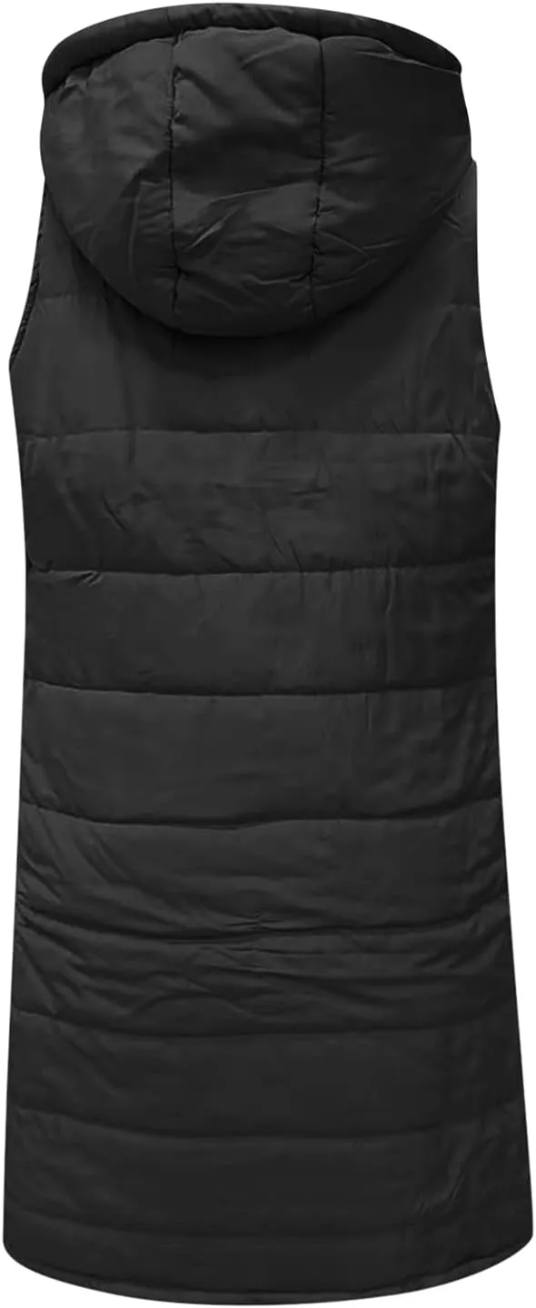 Eduavar Puffer Jacket Womens with Hood Jackets for Women Trendy Winter Warm Sleeveless Down Vest Full Zip Cardigan Coats