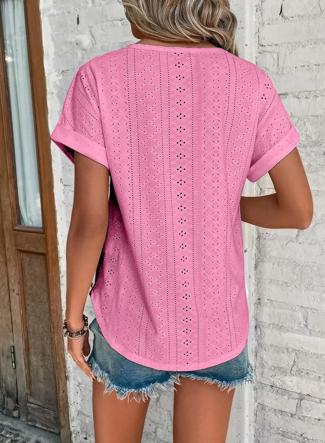 Eytino Women Plus Size Tops Short Sleeve Crewneck Casual Loose Summer Blouse Shirts(1X-5X)