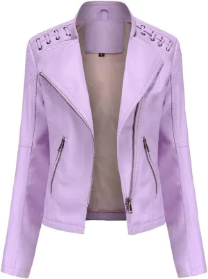 Fjnbbiot Spring Autumn Pu Faux Leather Jacket For Women Fashion Moto Biker Short Coats Luxury Casual Zipper Outerwears