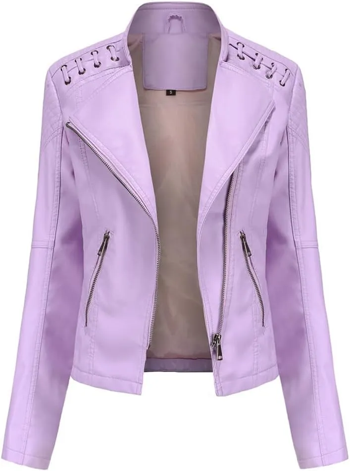 Fjnbbiot Spring Autumn Pu Faux Leather Jacket For Women Fashion Moto Biker Short Coats Luxury Casual Zipper Outerwears