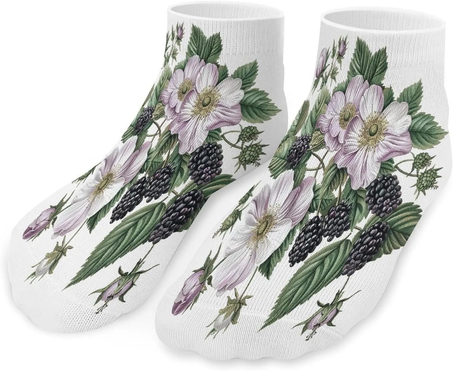 Flowers And Blackberries Socks Low Cut Ankle Short Sock Novelty Casual Invisible Liner Socks for Men Women