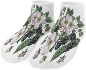 Flowers And Blackberries Socks Low Cut Ankle Short Sock Novelty Casual Invisible Liner Socks for Men Women