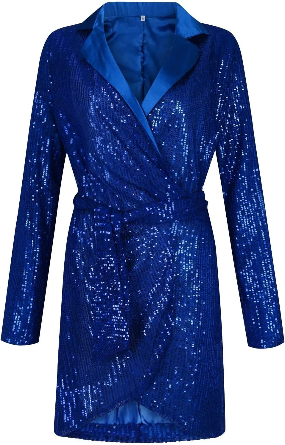 Formal Dresses for Women,2024 Summer Trendy Sparkly Sequin Party Dress,Elegant V Neck Long Sleeve Ruched Blazer Dress