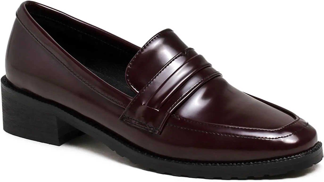 FOWT Women’s Dressy Comfortable Low Heels Loafers Closed Square Toe Slip-On Flats Wide Width Breathable Driving Style Penny Loafers Walking Business Office Shoes Size 3-15 US