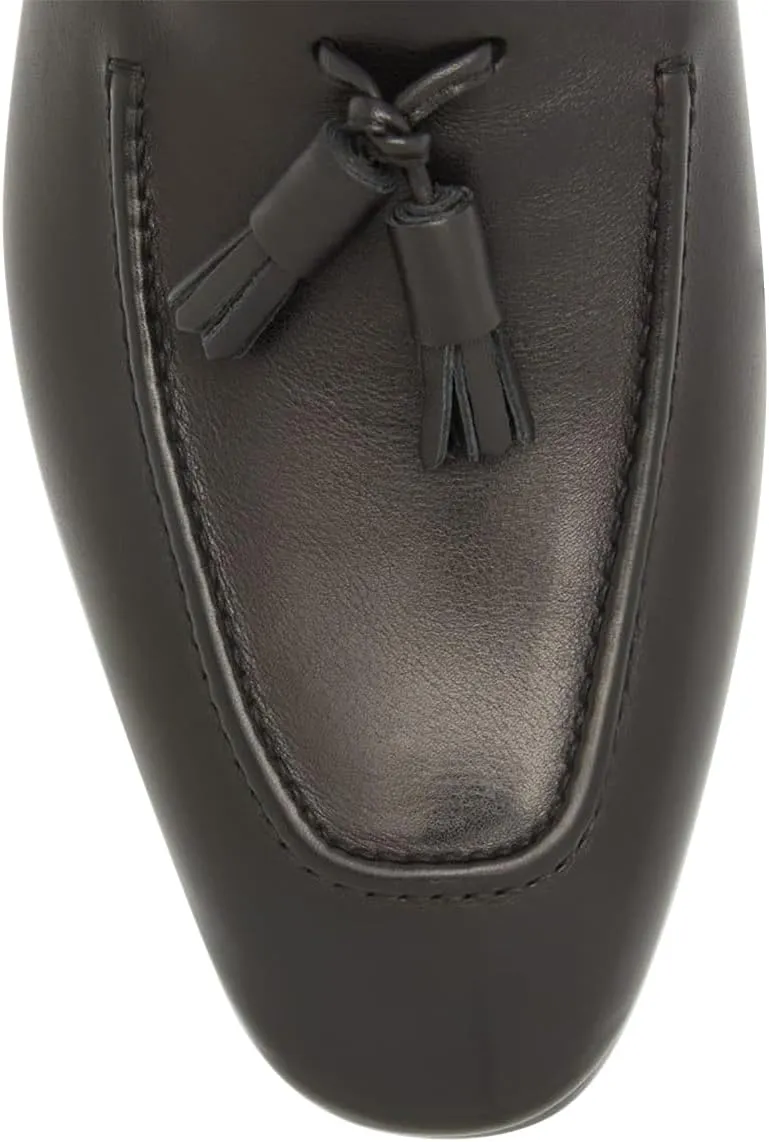 FSJ Men's Classic Leather Tassel Loafers Elegant Slip-On Dress Shoes with Soft Cushioned Insole Formal Casual Wear Shoes Size 4-16 US