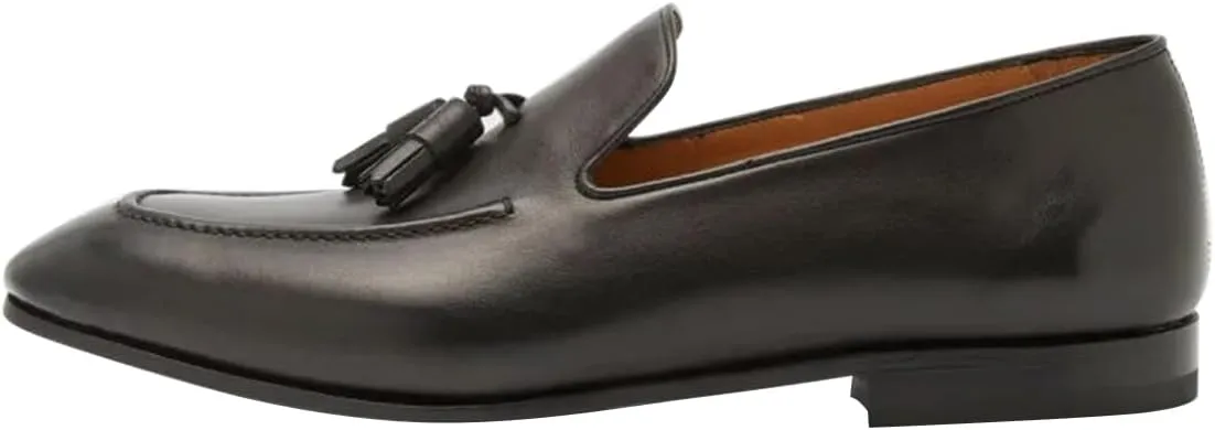 FSJ Men's Classic Leather Tassel Loafers Elegant Slip-On Dress Shoes with Soft Cushioned Insole Formal Casual Wear Shoes Size 4-16 US