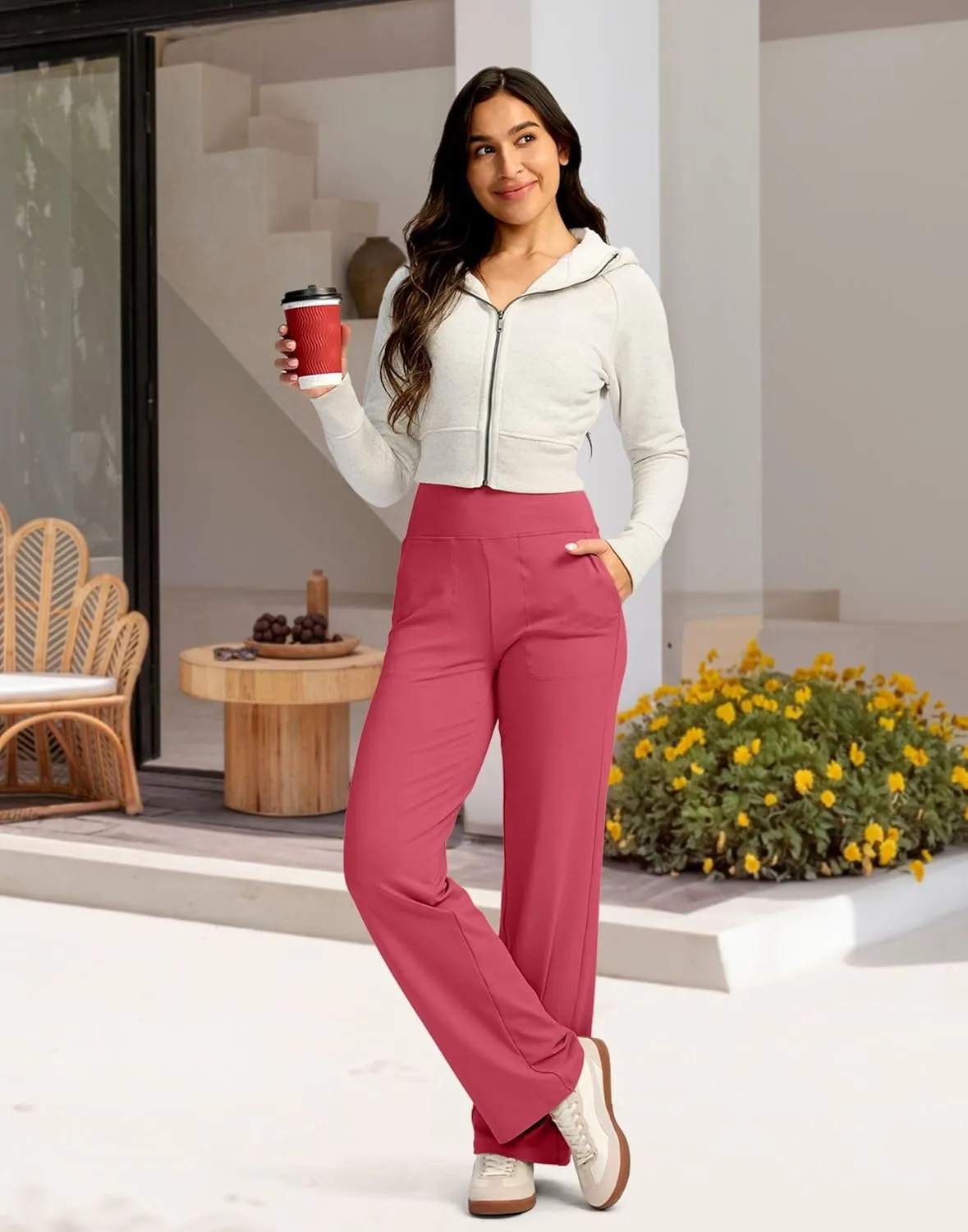 G Gradual Women's Yoga Pants wiht Pockets High Waist Stretch Loose Casual Lounge Sweatpants Petite/Regular/Tall