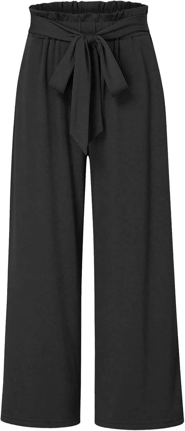 Girls Cotton Linen Palazzo Pants Wide Leg High Waist Smocked Flowy Trousers 2025 Kids Summer Beach Vacation Outfits