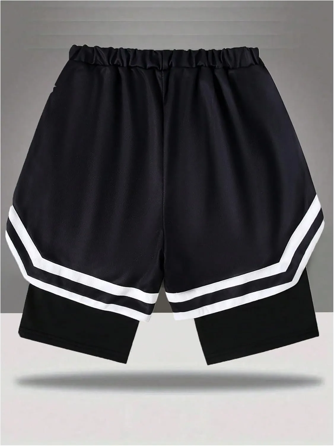 GORGLITTER Boy's Number Graphic 2 in 1 Shorts Drawstring Waist Workout Athletic Gym Shorts with Liner