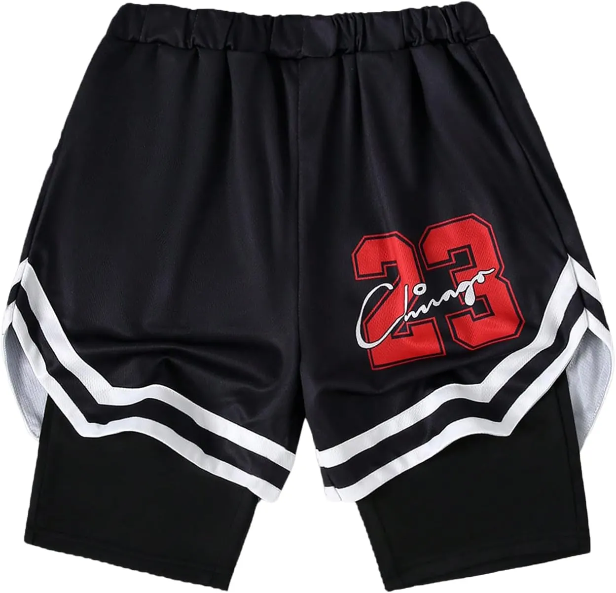 GORGLITTER Boy's Number Graphic 2 in 1 Shorts Drawstring Waist Workout Athletic Gym Shorts with Liner