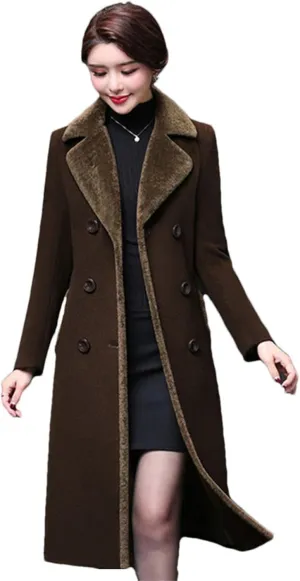 Haitpant Women Autumn Winter Wool Blends Coat Mother Thicken Cashmere Lapel Collar Long Jacket Slim Outerwear