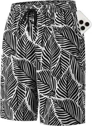 Hardaddy Men's Hawaiian Beach Shorts Lightweight Elastic Waist Lounge Pants for Travel & Sleep