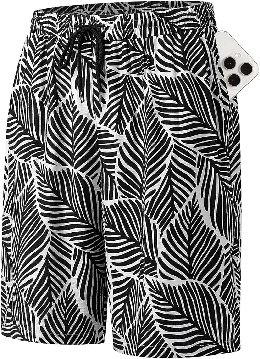 Hardaddy Men's Hawaiian Beach Shorts Lightweight Elastic Waist Lounge Pants for Travel & Sleep