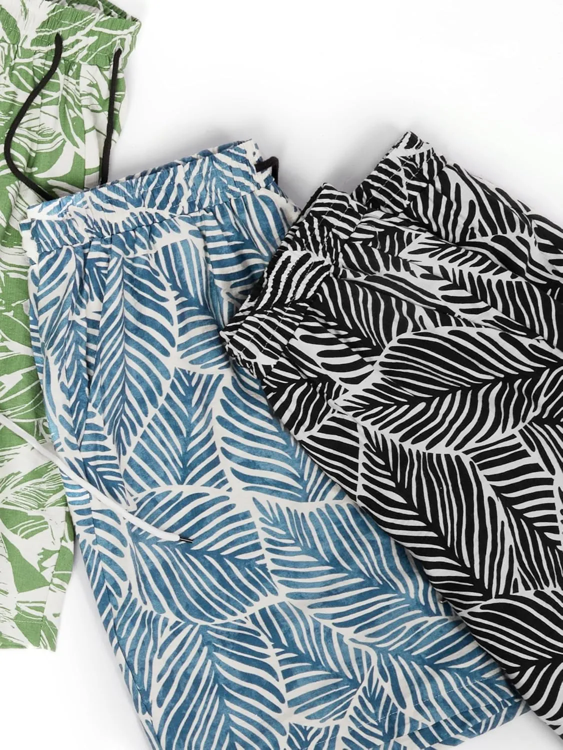 Hardaddy Men's Hawaiian Beach Shorts Lightweight Elastic Waist Lounge Pants for Travel & Sleep