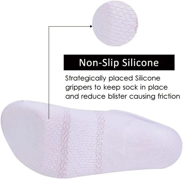 JOYNE Men's 6 Pack Casual Cushion Anti-Slid Cotton No Show Socks with Silicone