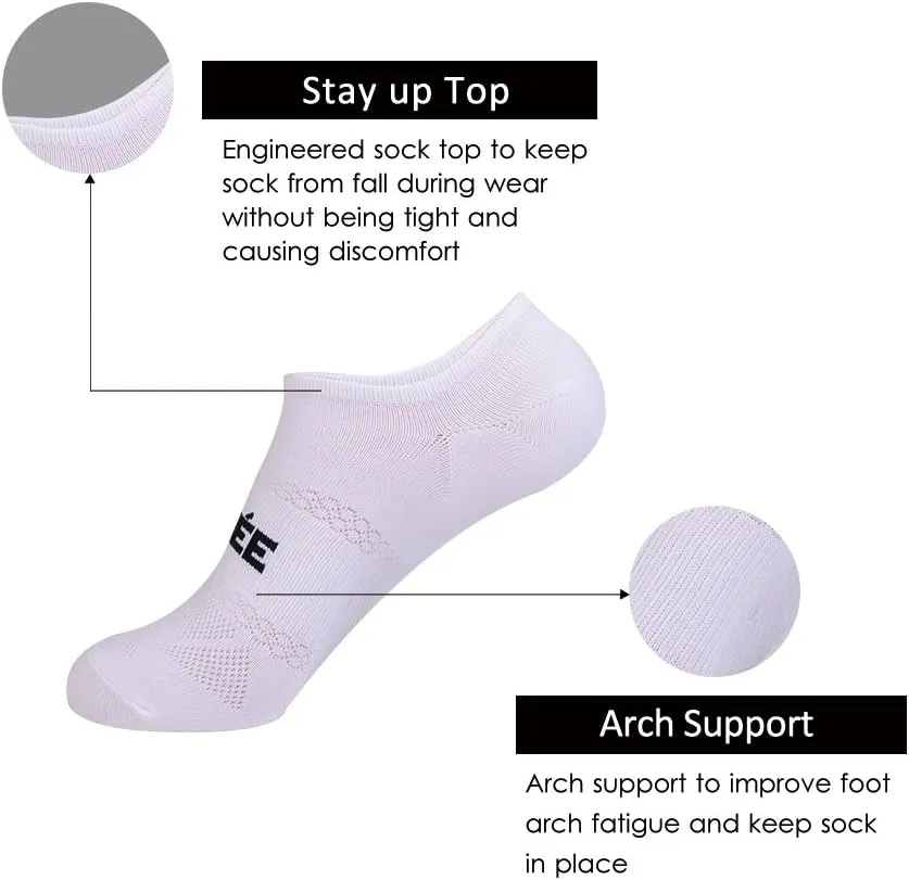 JOYNE Men's 6 Pack Casual Cushion Anti-Slid Cotton No Show Socks with Silicone