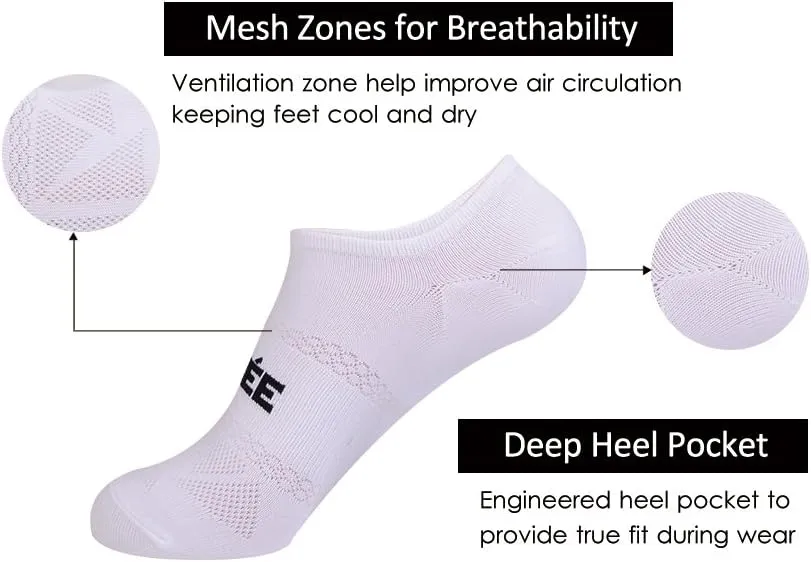 JOYNE Men's 6 Pack Casual Cushion Anti-Slid Cotton No Show Socks with Silicone