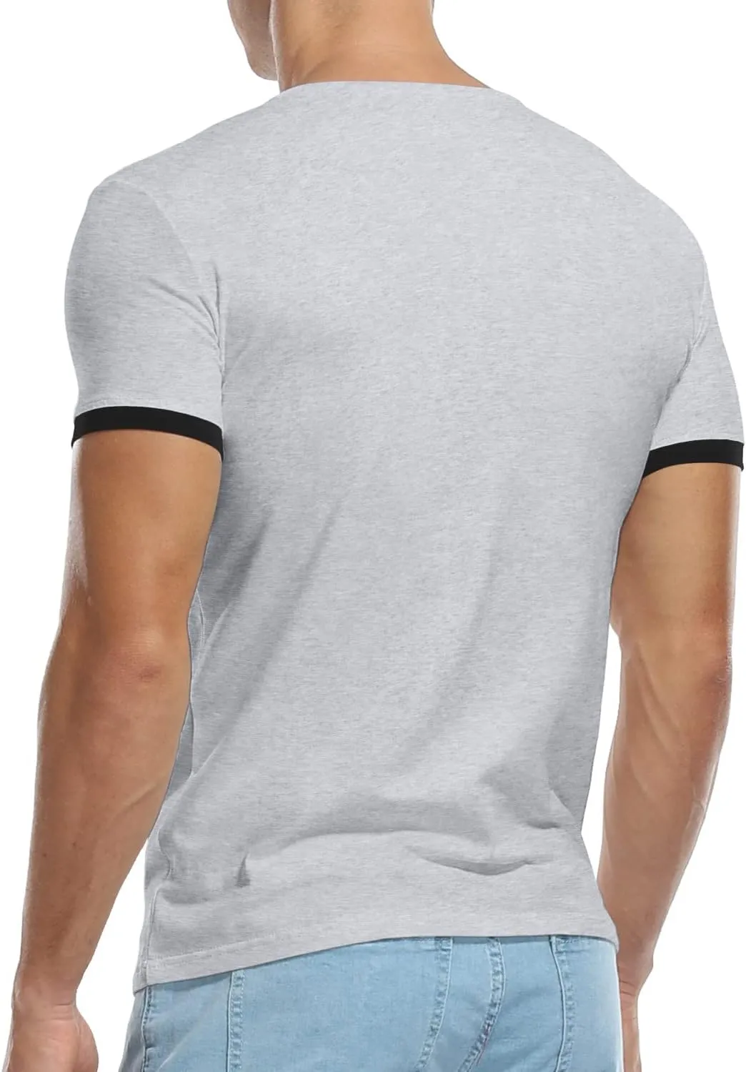 KUYIGO Men's Henley Shirts Short Long Sleeve Casual Summer Slim Fit Cotton Shirt