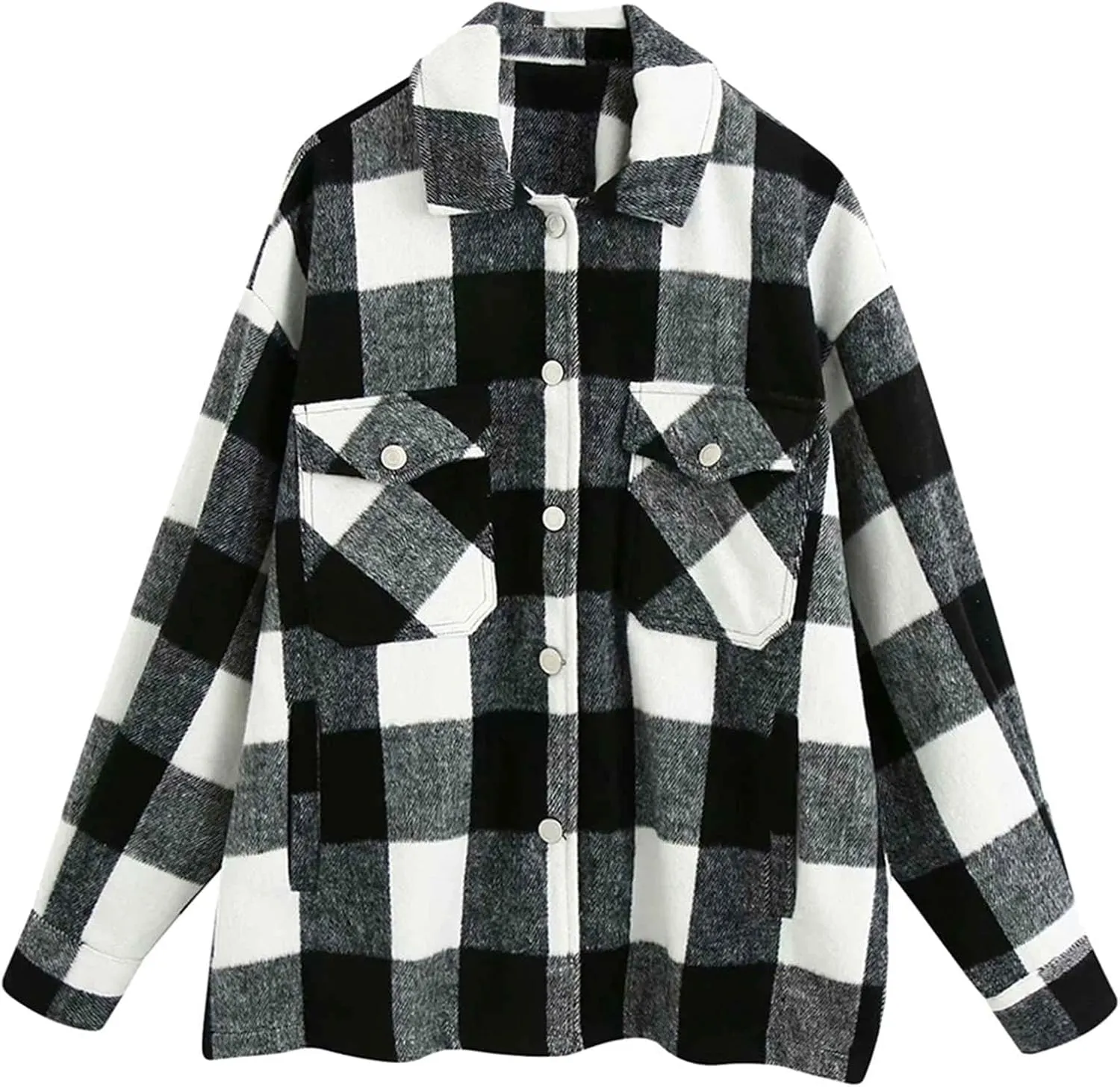 Ladies Loose Fit Tee Blouse With Chest Pockets Dressy Classic-Fit Blouse Top Soft Button Down Jacket Coats