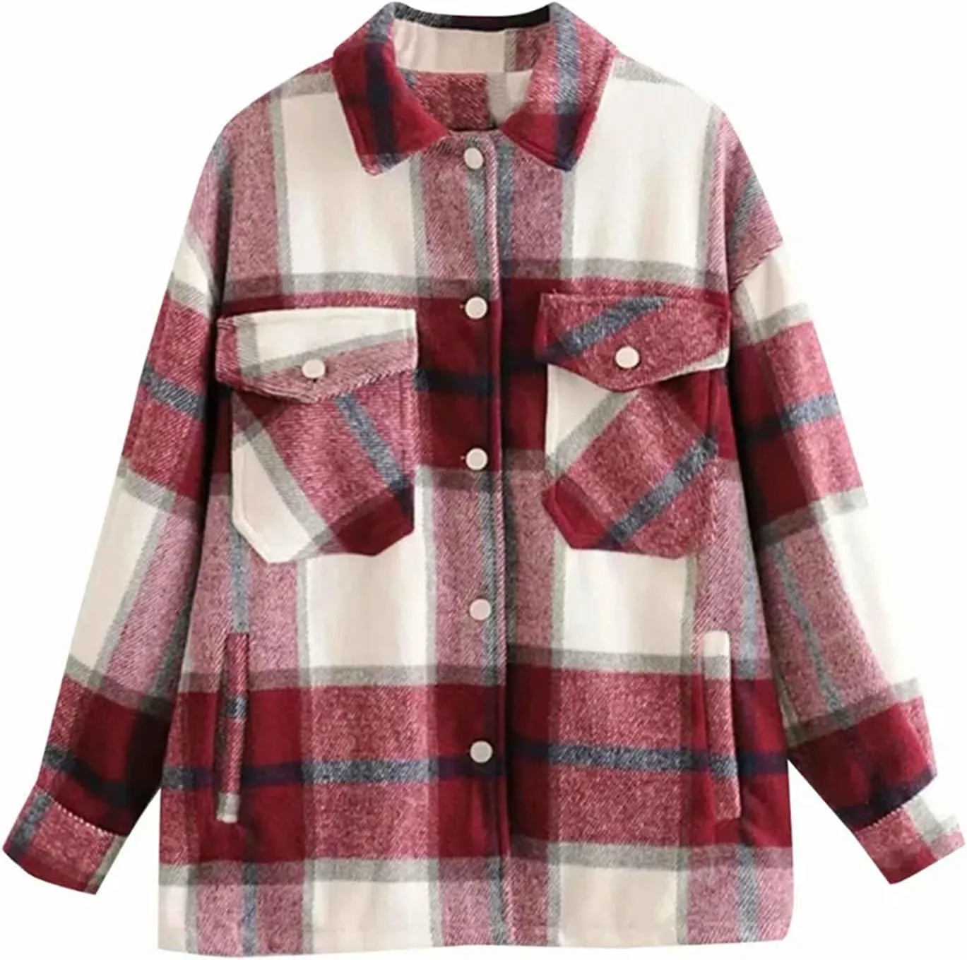 Ladies Loose Fit Tee Blouse With Chest Pockets Dressy Classic-Fit Blouse Top Soft Button Down Jacket Coats
