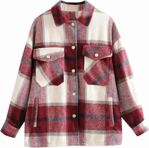 Ladies Loose Fit Tee Blouse With Chest Pockets Dressy Classic-Fit Blouse Top Soft Button Down Jacket Coats