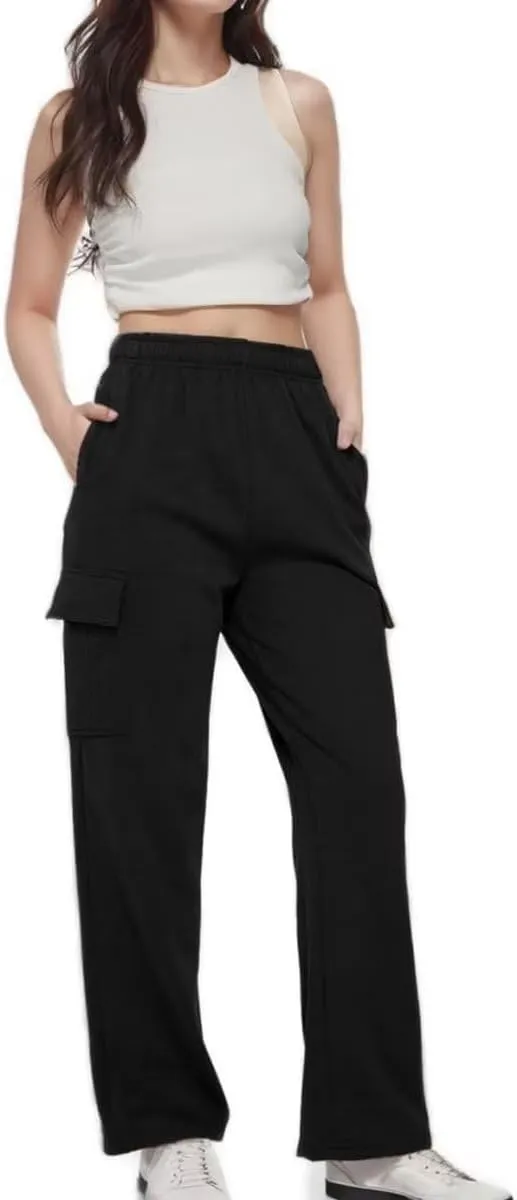 Ladies Sweat Pants Cargo Joggers Oversized Straight Leg Pant Tall High Waist Lounge Pants Loose Trousers with Pockets