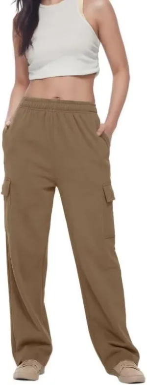 Ladies Sweat Pants Cargo Joggers Oversized Straight Leg Pant Tall High Waist Lounge Pants Loose Trousers with Pockets